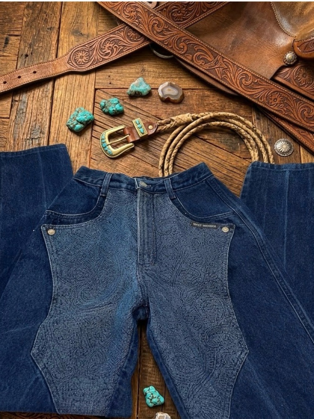 Vintage Rocky Mountain Paisley Yoke  Panel Bareback Jeans - Size 27 / 5